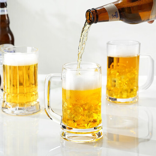 Other beer mugs, glass cups, good-looking milk drinking cups, household tea cups, juice cups, large-capacity draft beer mugs with handles, 1 draft beer mug, 410ml