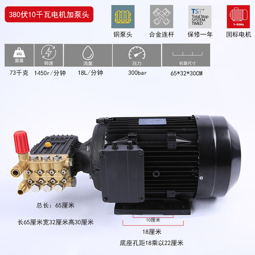 逐月高压清洗机电机加泵头组合商用洗车机220V380V增压陶瓷柱塞铜泵头 13803W 1kw 380v3.0千瓦-
