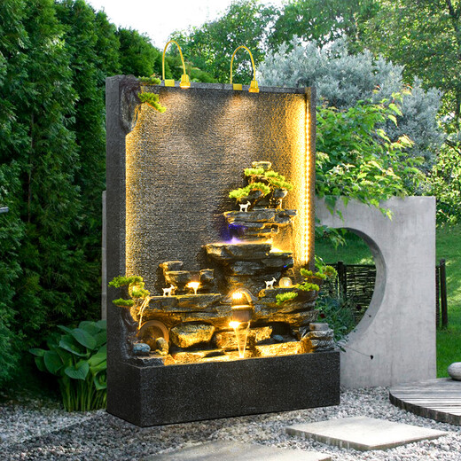 CANJIANG (CANJIANG) water curtain wall flowing water fountain screen partition floor office courtyard rockery circulating water landscape living room decoration 2602+2603 [Consultation and water exchange device]