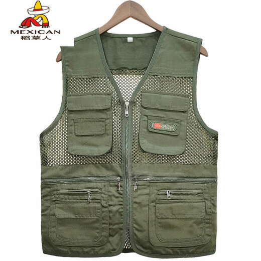 
Scarecrow summer multi-pocket vest men's breathable thin mesh vest middle-aged and elderly daddy wear loose large size fishing vest black [summer mesh] ten pockets XL