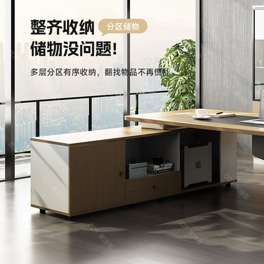 OUDITU Desk Boss Desk Simple Modern Office Furniture President Manager Office Desk and Chair Combination Single Executive Desk Walnut Wood 1.8 Meter Boss Desk