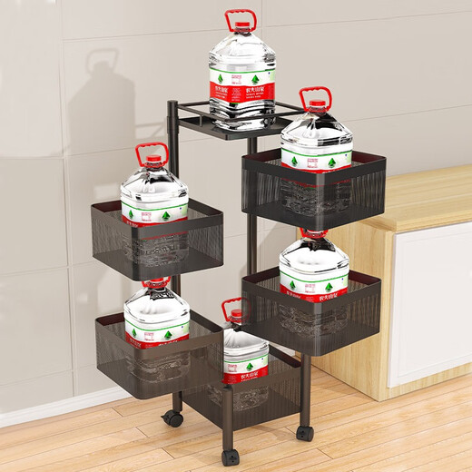 Yicai Nianhua Rotating rack kitchen floor-standing vegetable storage storage rack removable bathroom storage rack six layers 1118