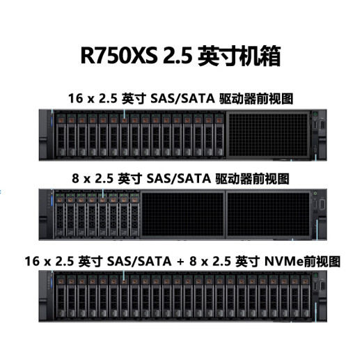 DELL戴尔 R750XS  2U机架服务器主机 存储服务器工作站 1颗银牌4310 12核2.1G丨双电 128G内存丨4*4T企业级丨H755