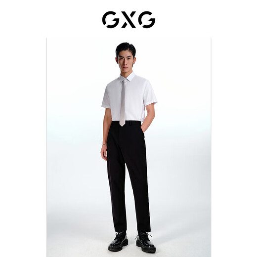 GXG men's basic classic business iron-free multi-color short-sleeved shirt for men easy to care White S