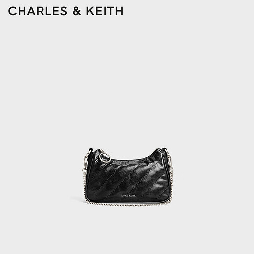 CHARLES&KEITH25冬新品多背法链条腋下包斜挎包女CK2-80151347-3 Noir黑色 M