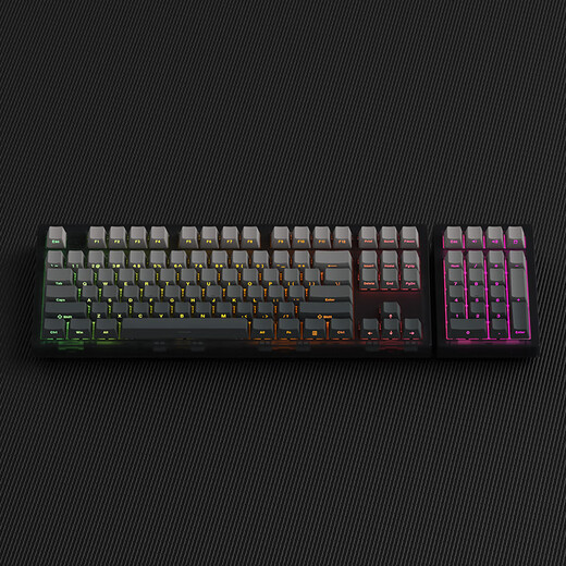 腹灵MK870Pro&MK-Pad 108键黑莓侧刻机械键盘三模黑曜石蓝牙有线无线蓝牙客制化电脑游戏办公 三模黑曜石（含MK-Pad）-墨影侧刻 KTT茶轴