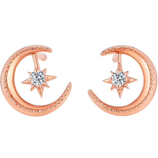 Saturday Fuhong 18k gold diamond stud earrings for women, rose gold diamond earrings W0910869, a pair of New Year gifts