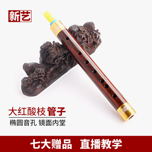 新艺大红酸枝飘红老红木管子乐器催泪管初学者专业演奏管乐 大红酸枝（飘红）大G调+7大赠品