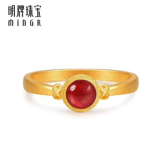 Ming brand jewelry pure gold European style red enamel round muse ring AFM0281 labor cost 550 pure gold ring size 12 about 3.64 grams