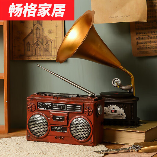 Moran Nuoer Retro Wine Cabinet Ornamente für Vintage Phonograph Radio Model Photo Requisiten Bar Home Kreative Dekoration Phonograph 13807