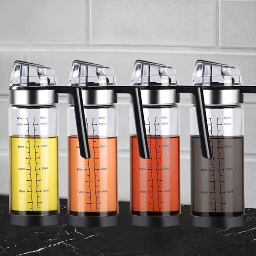 German anti-leak oil kettle without hanging glass oil bottle for home kitchen soy sauce oil tank automatic seasoning box 550ML automatic opening and closing glass oil kettle