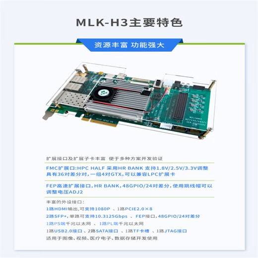 米联客  MLK-H3 XILINX FPGA开发板Zynq FMC HPC  套餐A(H3-7035裸板+基础配件包)