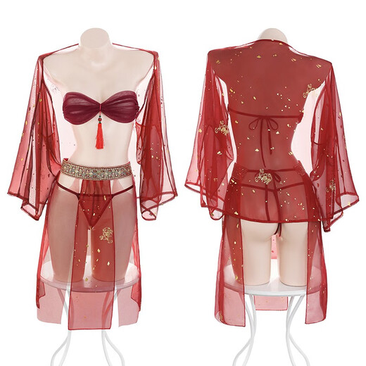 Feimu sexy pyjamas passen alten Stil Hanfu verführerische Cheongsam-Uniform heiße Leidenschaft Mitternachts-Charm-Charm-Rollenspiel 6627 Blue Sound Prinzessin schwimmendem Quasten-Set One Size (80-125 Jin [Jin gleich 0,5 kg]))
