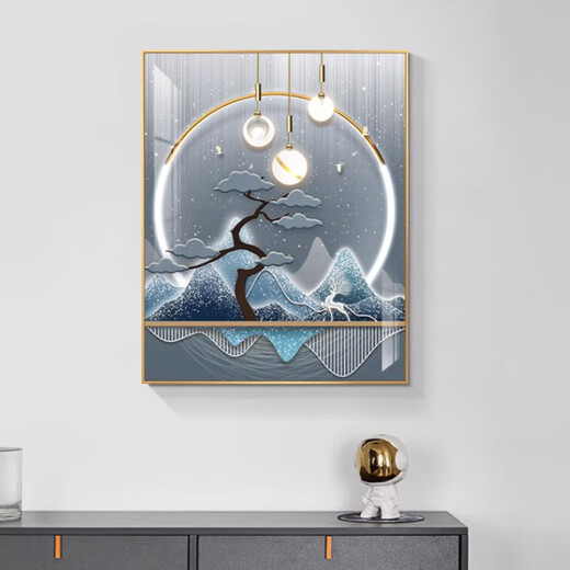 
Shunjixiangli light luxury meter box decoration painting vertical version without punching modern simple restaurant cover switch box hanging painting living room mural JD12049 Fulu Xiangsui 50*70cm (blocking 40*60) hydraulic black frame