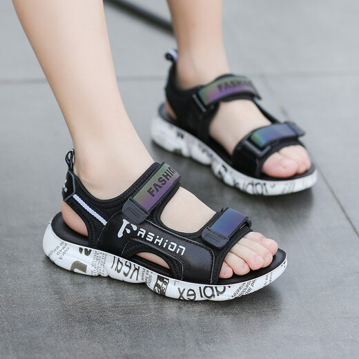 Xuan Tu Shi children's shoes boys sandals summer new children's shoes medium and large children soft bottom breathable children's sandals beach shoes boys 2309 green 30 size