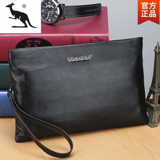 
Cool Kangaroo [top layer cowhide] soft cowhide men's handbag large capacity genuine leather clutch men's bag business casual wallet men [real leather] 8001 small black