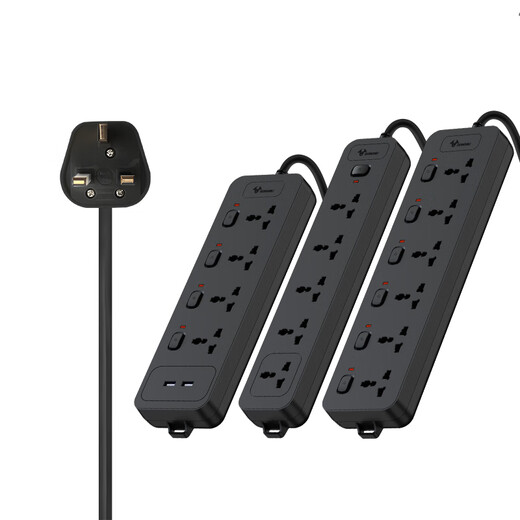 
Bull British standard plug-in Hong Kong version conversion plug Hong Kong version plug international general British style drag plate British standard socket black 5 plug-in position [1050] 5 meters in length