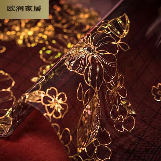 Muranoel odorless PVC soft glass frosted transparent table mat tablecloth waterproof no-wash plastic tablecloth coffee table mat golden lotus 90*150
