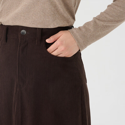 MUJI Women's Corduroy A-Line Skirt Long Skirt Women's Autumn and Winter Skirt Maillard BE09CC3A Dark Brown S (155/62A)