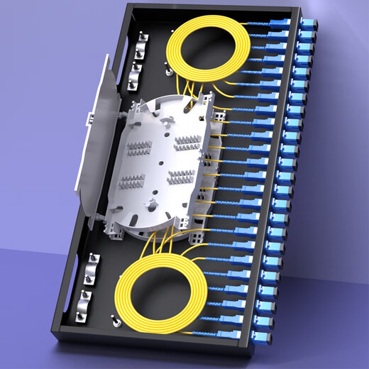Hainai FCSCST12-port 24-port fiber terminal box distribution frame single-mode full-fit 1U rack type 12-core 24-core optical cable fusion wiring box junction box thickened FC24-core 1U single-mode full-fitted tail fiber flange (1 piece)