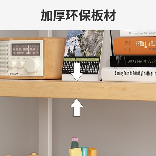 Yilande desktop simple small bookshelf wrought iron storage rack home bay window desk multi-layer computer desk shelf table storage rack three-layer Nordic maple color-white shelf