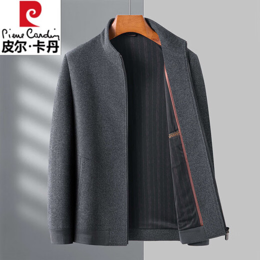 Pier Cardin High-Ald 100% Wool Jacket Hen Men's 2024 Camisa de chaqueta de lana pura de otoño e invierno de collar de mediana edad Jacket de lana de lana azul marino XL 180/96