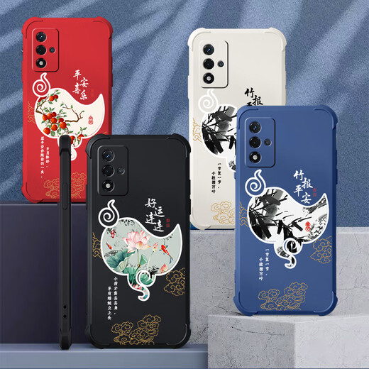 强毅适用于oppoA93s手机壳气囊防摔液态硅胶全包防摔高级保护壳新款软壳耐脏四角气囊保护套 古董白-富贵吉祥J12247-四角防摔+钢化摸 oppoA93s