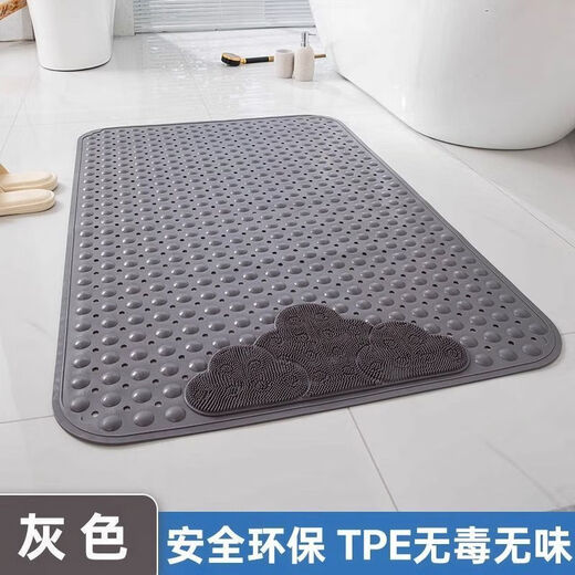 灌湘鸟浴室防滑垫老人洗澡防摔地垫按摩垫带吸盘卫浴脚垫淋浴房 嫩草绿【安全防滑/环保材质】 350*690mm-小号