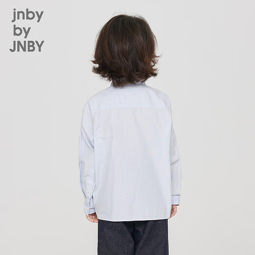 Jnby von Jnby Jiangnan Stoff Kinderkleidung Herbst Herbst Langarm Baumwollhemd süßes Konzertmuster Jungen und Mädchen Kinder 1N7212640 983 Blaue schwarze Streifen/Gitter 120 cm