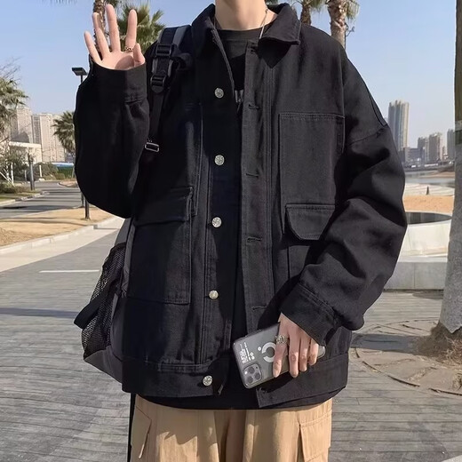 Veste Shuhan Veste masculine Nouveau lieu de travail de couleur unie en couleur en trois dimensions grande veste de lavage de poche adolescent veste lâche haut chaoxuan 693 jaune m