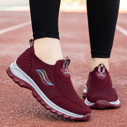 Zuli Jianai dad old men's summer mesh breathable dad shoes casual shoes non-slip soft sole mother's shoes 9202 jujube red women's style 39