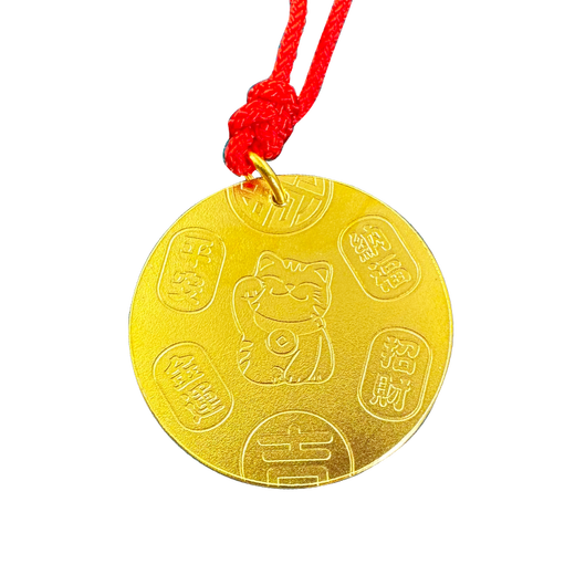 DL 1998 Fat Dong Lai same style gold medal pendant handmade gold Tuo Tuo ancient method golden small customized gold 999 round plate auspicious words gold cake diameter 18mm about 3g