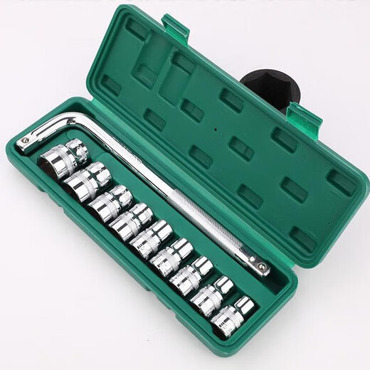 FURONGHUA Tuosen Hardware Tool Machine Repair Combination Quick Socket Set 12922 Green Belt 10-piece Socket Wrench 1.25kg