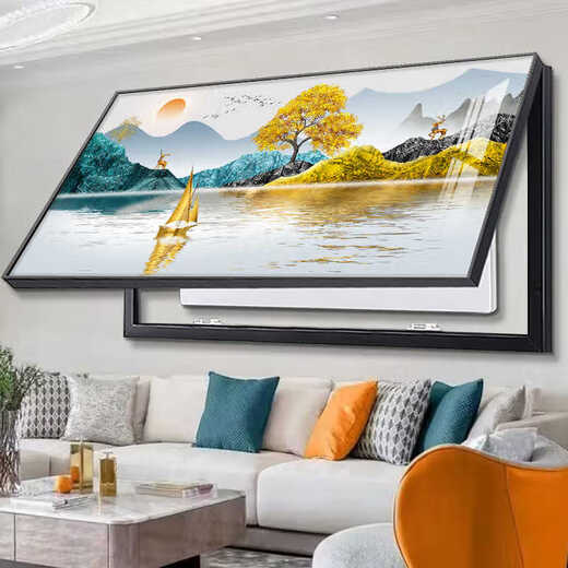 CHENGZAI Box de medidor eléctrico de gran tamaño Decoración de la luz Luz de elevación de lujo Fuerte de la caja eléctrica débil Fuerte Mural moderno Pintura colgante sin agujeros Simples JD15932 Carrera de piedra 80*40 (Cubierta 70*30) Marco negro con cubierta