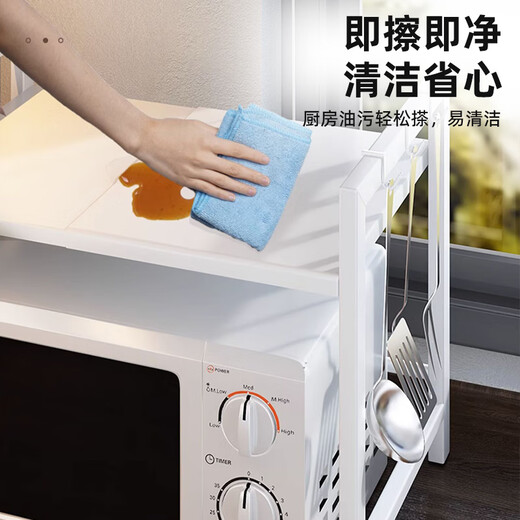 JINXIUBAINIAN kitchen rack retractable microwave rack rack oven household rice cooker countertop storage rack bracket single layer white telescopic type +6 hooks