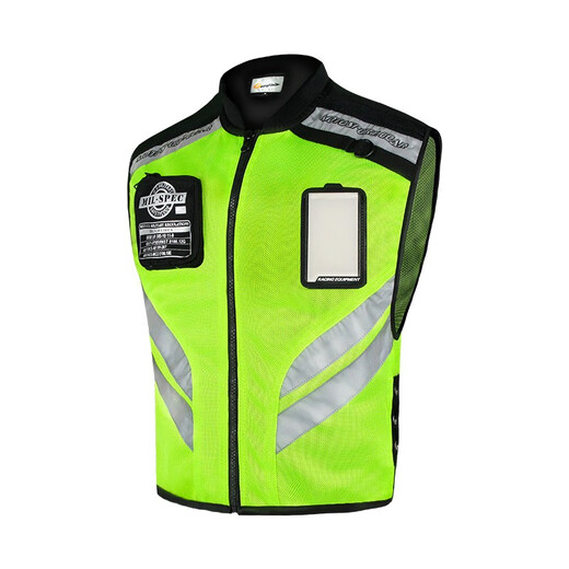 RidingTribe Cycling Tribe Motorcycle Reflective Vest Men's Fluorescent Summer Motorcycle Riding Suit Safety Vest Custom Printed Fluorescent Green Night Reflective/Mesh Breathable Not M