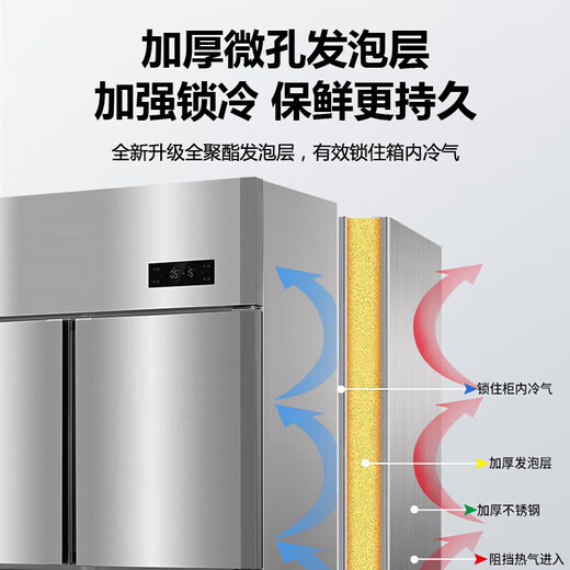 海尔（Haier）商用冰箱四门冰柜大容量不锈钢立式冷藏保鲜柜冷冻速冻柜厨房酒店后厨高身雪柜 1050升 四门全冷藏 铜管制冷