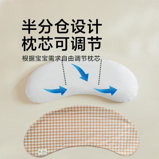 Komi Bear Children's Pillow Extra Large Curved Crescent Pillow 3-6-9 Years Old 8 Student Special Pillow Baby Neck Protector Without Stiff Neck Buckwheat Kazhimeng Height Adjustable 50*24*3cm Baby Pillow 0-2 Years Old
