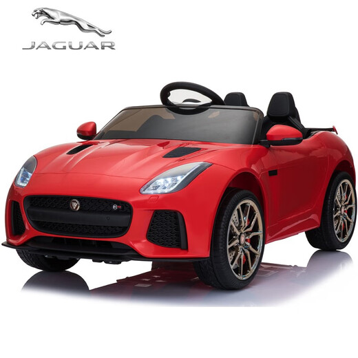 Xingchenhao Jaguar children's electric car four-wheel drive four-wheel with remote control battery car child baby toy car can sit in a stroller, painted red four-wheel drive + leather seat + swing + music + remote control