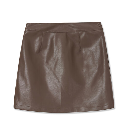 
LILY autumn new women's clothing retro workwear commuting elegant temperament slim PU short skirt A-line skirt women 719 chestnut brown M