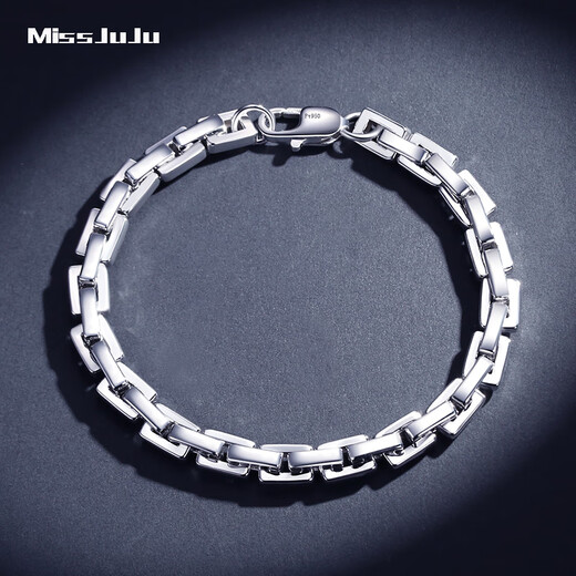 Miss JuJu PT950 platinum dense card cross bracelet for men, domineering real platinum thick bracelet, car pattern version 12.61g, 18cm long, about 4mm thick