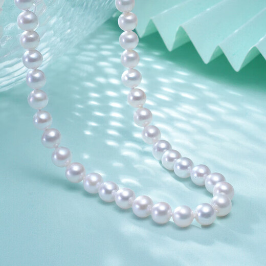 Tahitian Fangfei white freshwater pearl necklace, nearly round bright light 6-7mm fashion pearl bead chain bead string birthday gift
