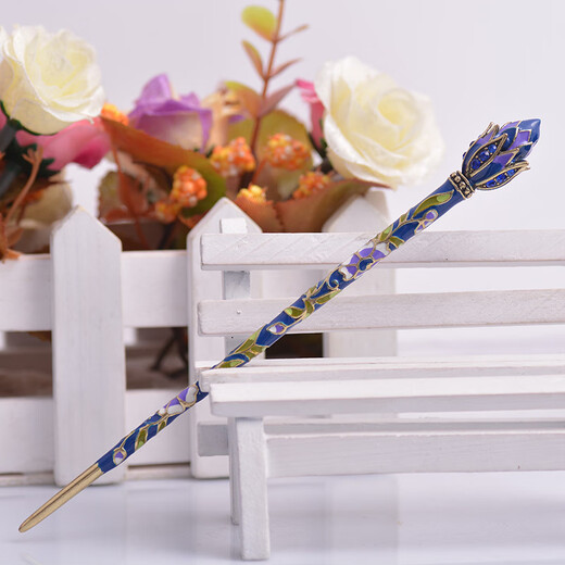 LEMIAO Cloisonné Lotus Hanfu Hairpin Women's Hairpin Alloy Jewelry Women's Hairpin Hairpin Women's Chinese Valentine's Day Gift Red