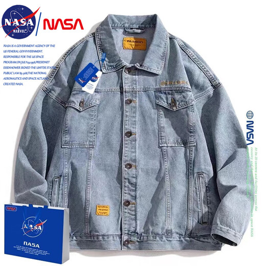 Yum Fox Herrenmodik Denim Jacke Herren Frühling und Herbststil American Retro Casual Jacket Herrenarbeit Herren 826 Black M.