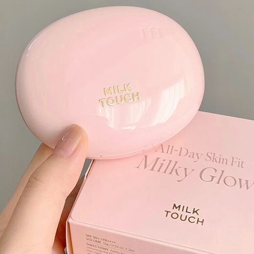 MILK TOUCH雪媚娘气垫bb霜奶油肌轻薄水润不卡粉高遮瑕 01#[带替换装]1盒13g粉一白