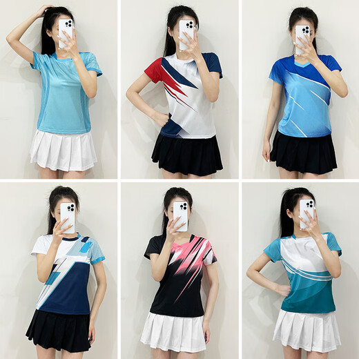 DUBLS新款羽毛球服男女短袖速干衣运动套装透气比赛训练服队服定制印号 G701B女白色+303黑裙裤 L