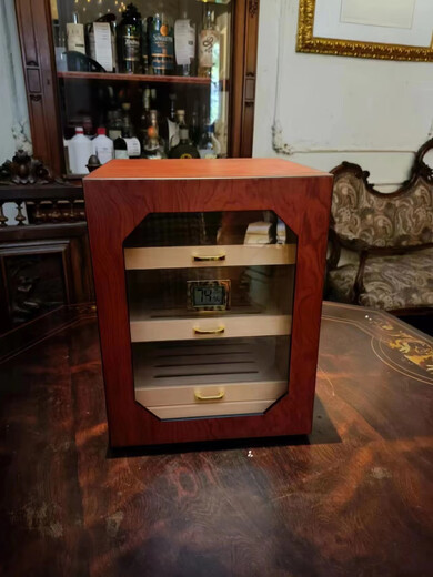 Set of Hakka cigar humidor three-layer small household cigar cabinet cigar box Spanish cedar wood aging box storage box small red size about 5 cigars