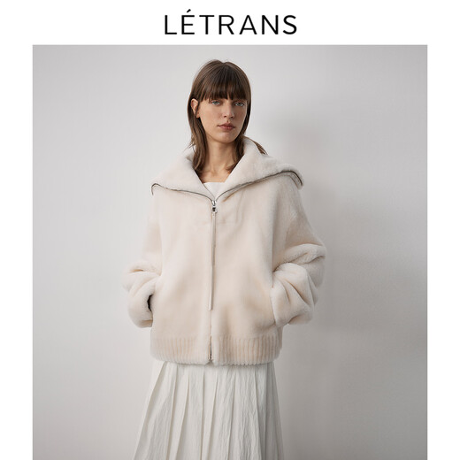 Letrans demi-douzaine de lait pâte feuillette mérinos de la marine en fourrure de fourrure féminine 2024 hiver blanc m