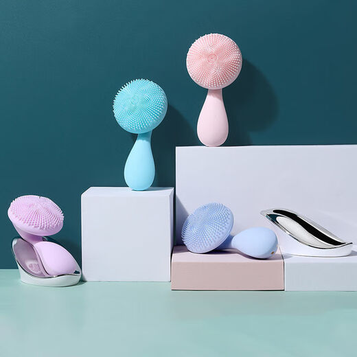 Nettoyant électrique pour le visage, nettoyeur de pores, brosse de nettoyage de massage en silicone pour éliminer les points noirs et les peaux mortes, instrument de nettoyage du visage, artefact de nettoyage, instrument de nettoyage du visage de type A (poudre de riz légère)