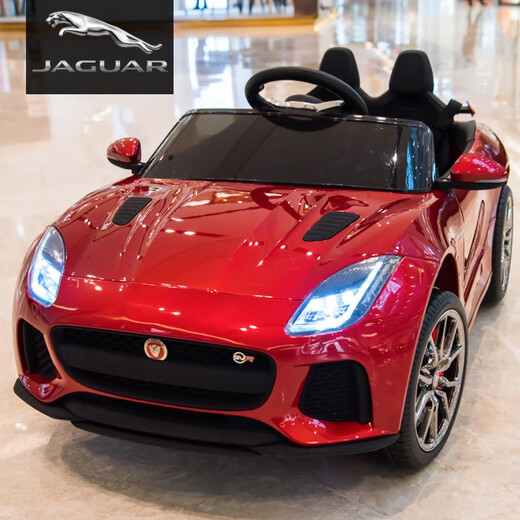 Xingchenhao Jaguar children's electric car four-wheel drive four-wheel with remote control battery car child baby toy car can sit in a stroller, painted red four-wheel drive + leather seat + swing + music + remote control
